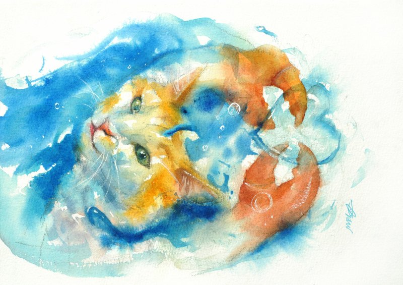 水彩原画【倾蟹而出的爱】 - 海报/装饰画/版画 - 纸 多色