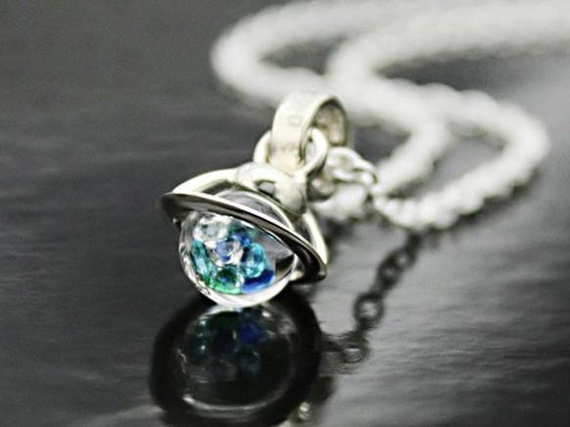 Silver Saturn Baby Pendant Blue / IceBlue Color ~ The Sea of Tahiti ~ - 项链 - 其他金属 