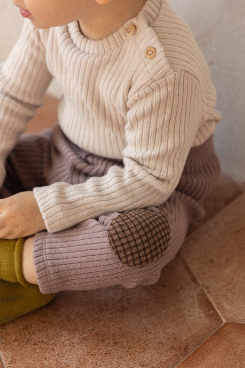 云休闲服_紧身裤_浅棕色 - 童装裤 - 棉．麻 卡其色