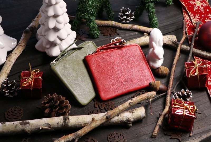 日本制 限量【REFINE L型拉链零钱包】栃木皮革 植物鞣牛油皮 - 皮夹/钱包 - 真皮 多色