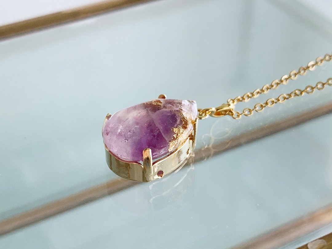 [February birthstone] Amethyst necklace (pendant) that calms the mind - 项链 - 半宝石 紫色