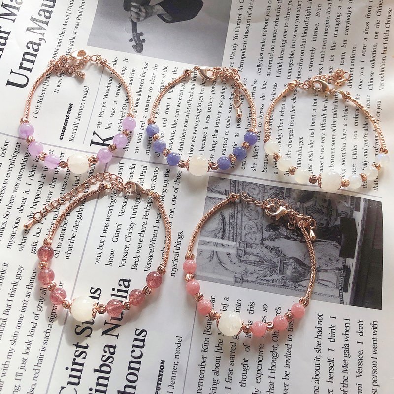 吸引爱情运系列 月亮石 月光石 红纹石  水晶 手鈪 手链 手链 手 - 手链/手环 - 水晶 多色