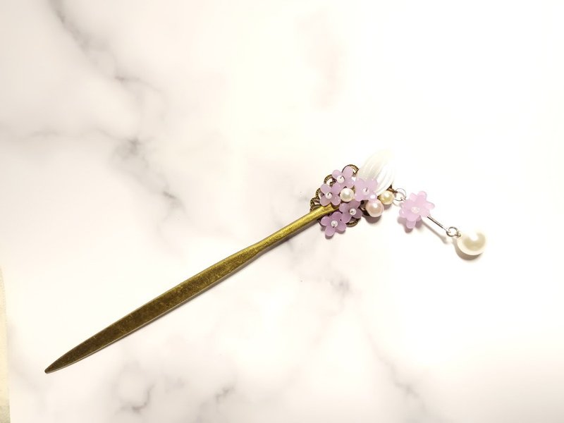 思念的季节 桂花 浅紫 发簪 造型 / 可 流苏,无流苏,两款择一 - 发饰 - 其他材质 紫色