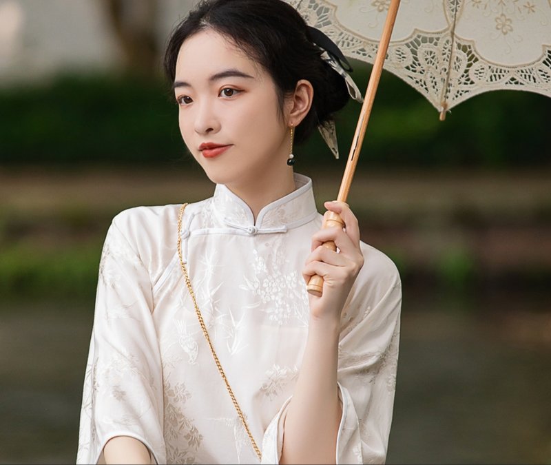 徽因 新中式复古 盘扣旗袍上衣学生校服 - 女装上衣 - 其他材质 白色