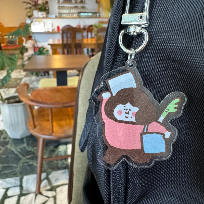 压克力吊饰钥匙圈 - 菜刀师奶 - 钥匙链/钥匙包 - 压克力 粉红色