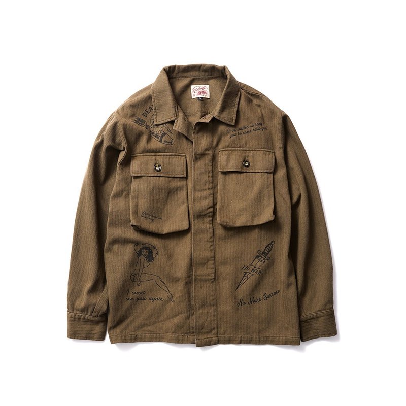 M43 WWII Shirts - 橄榄 Olive - 男装衬衫 - 棉 