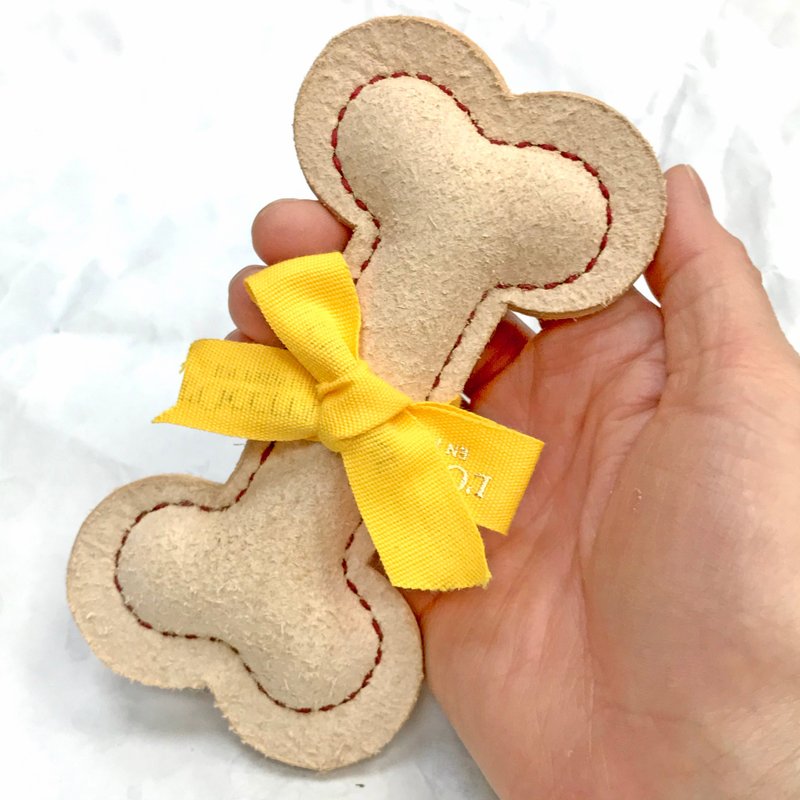 宠物玩具│宽版反皮狗骨头│真皮材质耐咬自然无毒 - 玩具 - 真皮 咖啡色