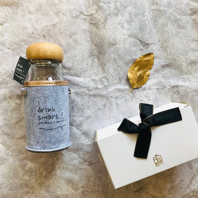 煦XuTea・木盖馒头杯650ml含质感毛毡隔热套-滤茶瓶-水壶-玻璃瓶 - 水瓶/水壶 - 玻璃 卡其色