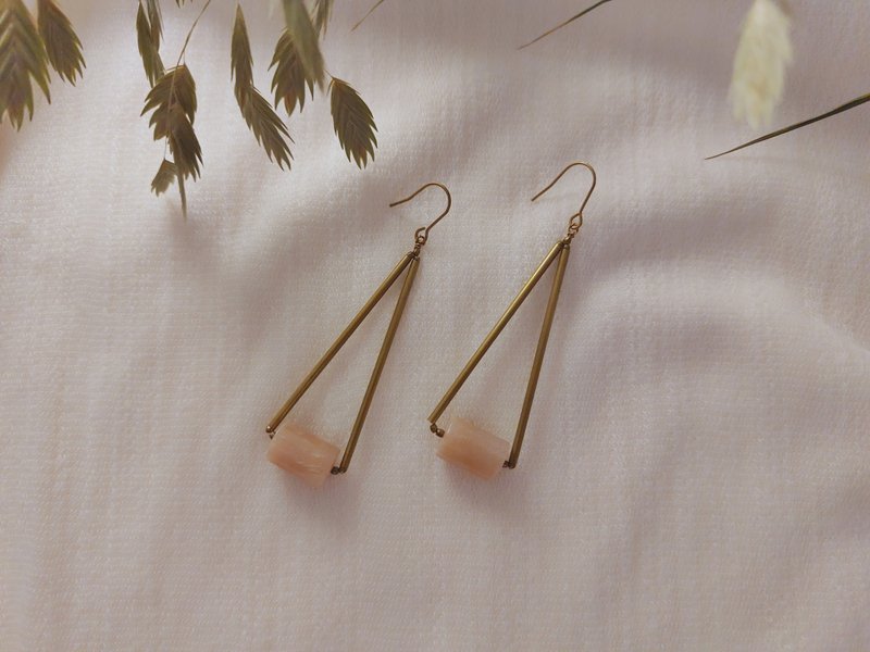 地仙 L'IMMORTEL 你房里的斜阳 长三角太阳石耳饰 - 耳环/耳夹 - 铜/黄铜 金色