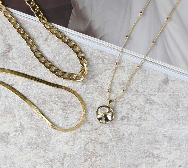 【精选套组】欧美时尚多层次混搭项链 - 项链 - 铜/黄铜 金色
