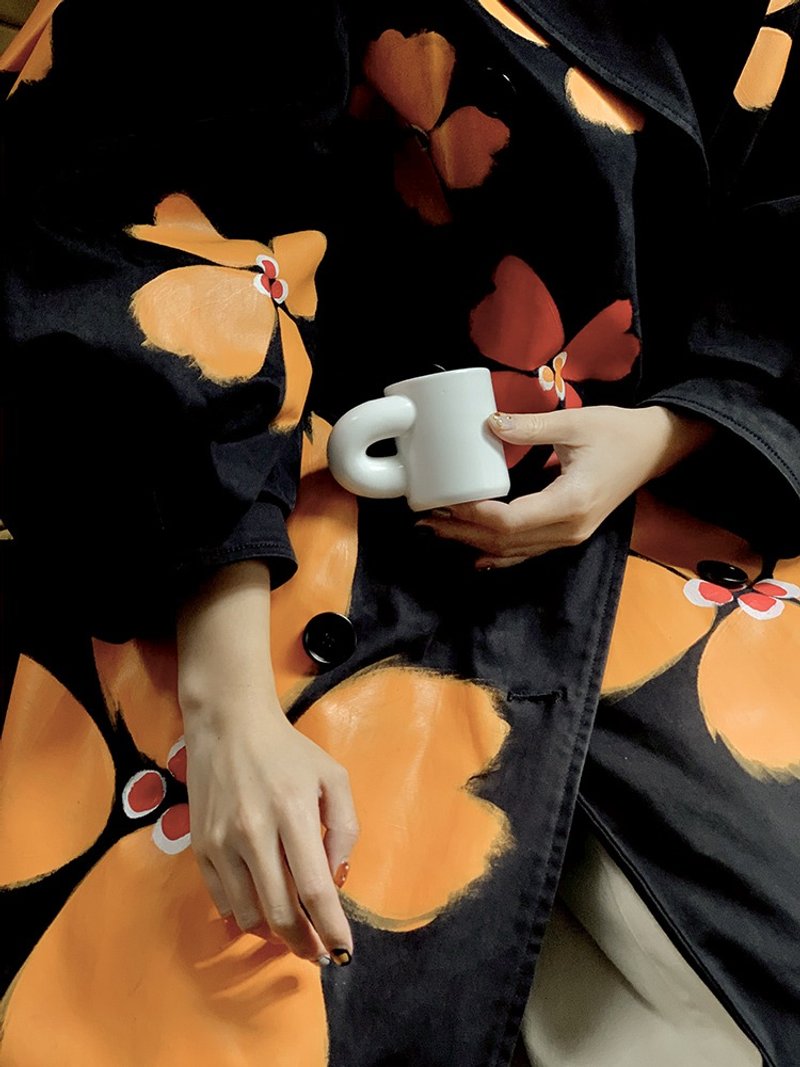 迷你通心粉杯 浓缩咖啡杯 小小马克杯 陶瓷粗把手 - 咖啡杯/马克杯 - 陶 