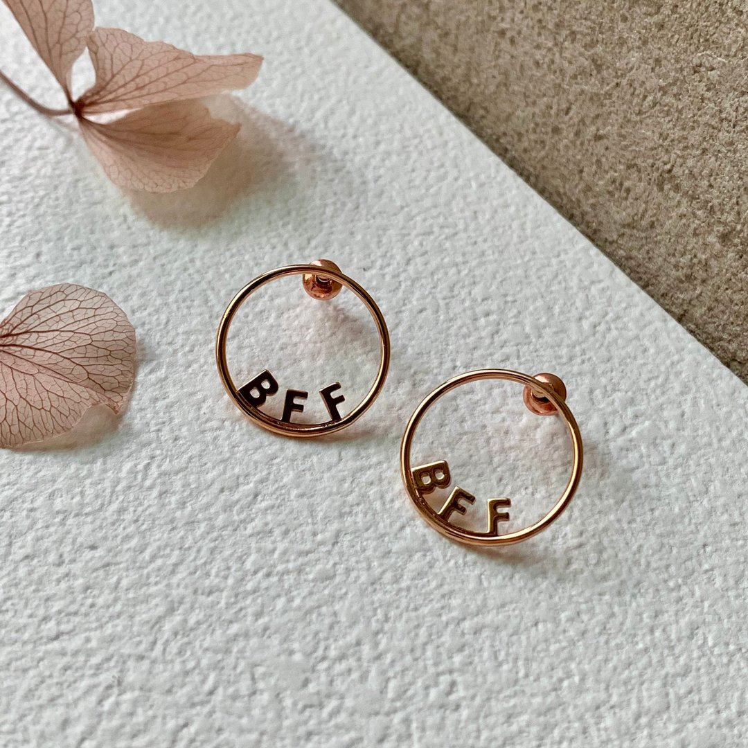BFF 永远好友耳环 (两色可选) 毕业季礼物 - 耳环/耳夹 - 铜/黄铜 金色