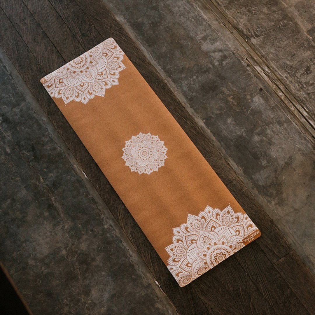 【Yoga Design Lab】Cork Mat 软木瑜珈垫 3.5mm - Mandala White - 瑜珈垫 - 软木/水松木 卡其色