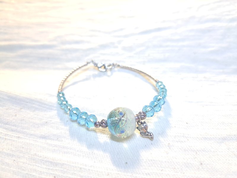 柚子林琉璃 - 好人缘 - 925纯银配件 - 微夜光 /专属订单/ - 手链/手环 - 琉璃 蓝色