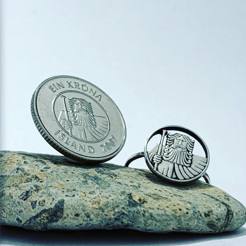冰岛一克朗(山巨人)硬币戒指 - 戒指 - 其他金属 