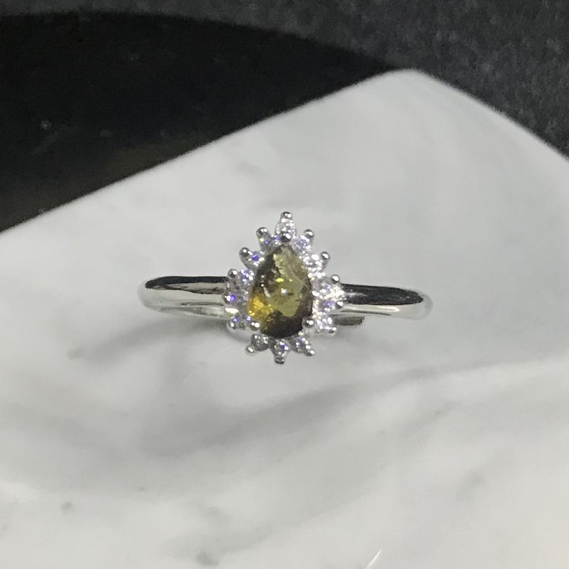 招财旺夫I碧玺Tourmaline水滴戒指I可调式I礼物I电气石 - 戒指 - 水晶 