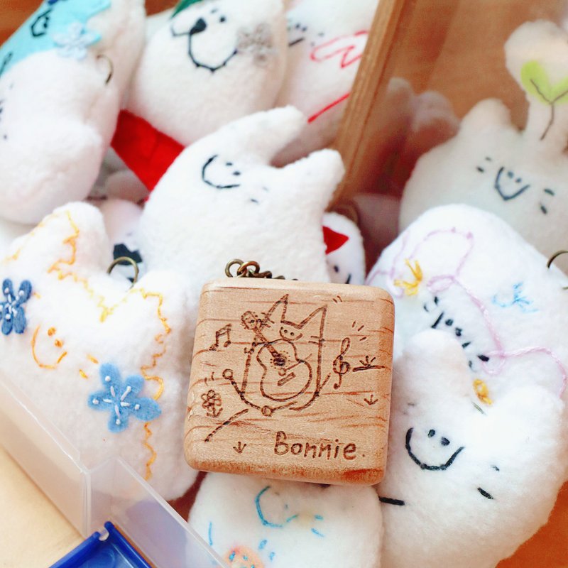 【手心的小木盒】万用收纳小木盒 吊饰质感礼物 手烧插画图文定制 - 吊饰 - 木头 咖啡色