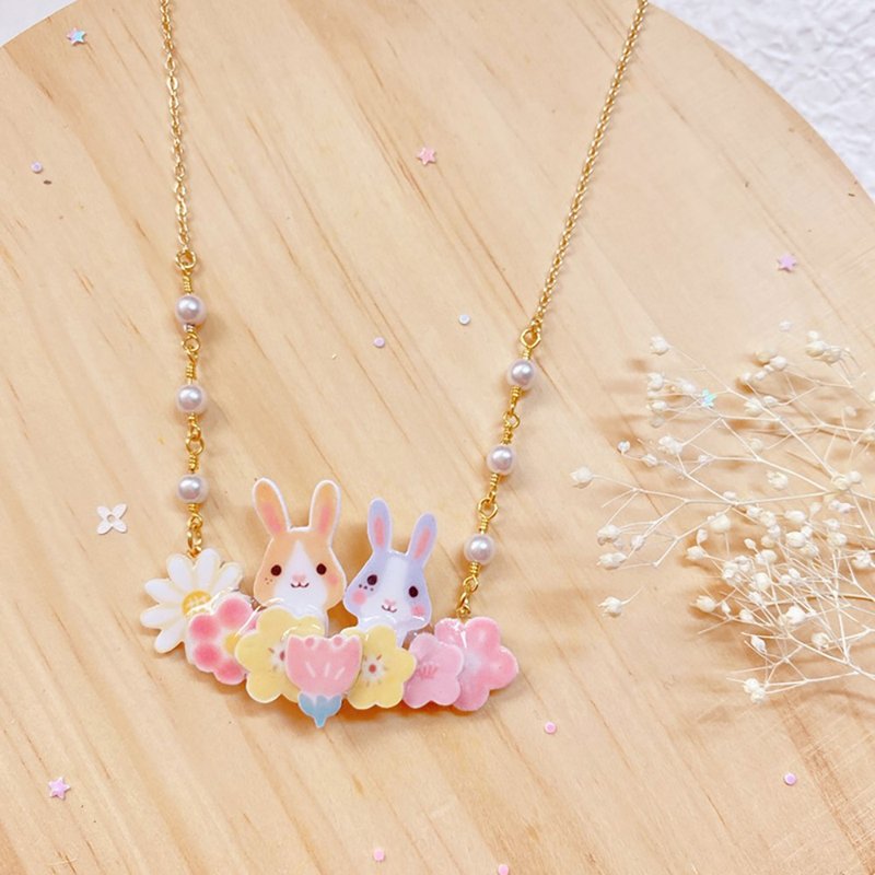 手工制造 兔子花花项链 - 项链 - 树脂 