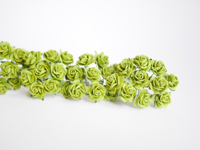 纸花，DIY 用品，礼物，100 件，尺寸 1.5 厘米，绿色。 - 其他 - 纸 绿色