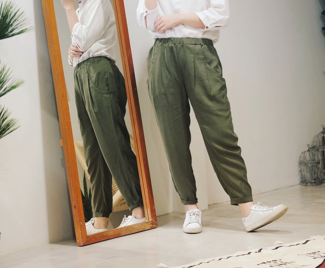 Chillin Pants : Green - 女装长裤 - 其他材质 绿色