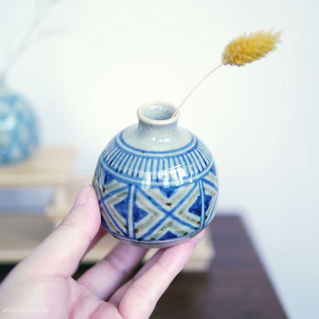 古绘老陶小花器 - 花瓶/陶器 - 陶 蓝色
