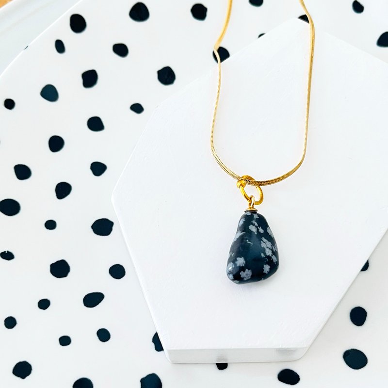 雪花黑曜石项链 | 天然石材 | 首饰礼品 - 项链 - 宝石 黑色