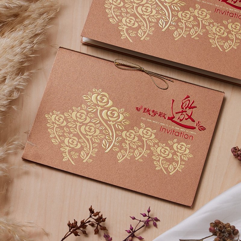 烫金邀请卡 (公版10入装)/可加购烫金内文 C3216 - 卡片/明信片 - 纸 金色