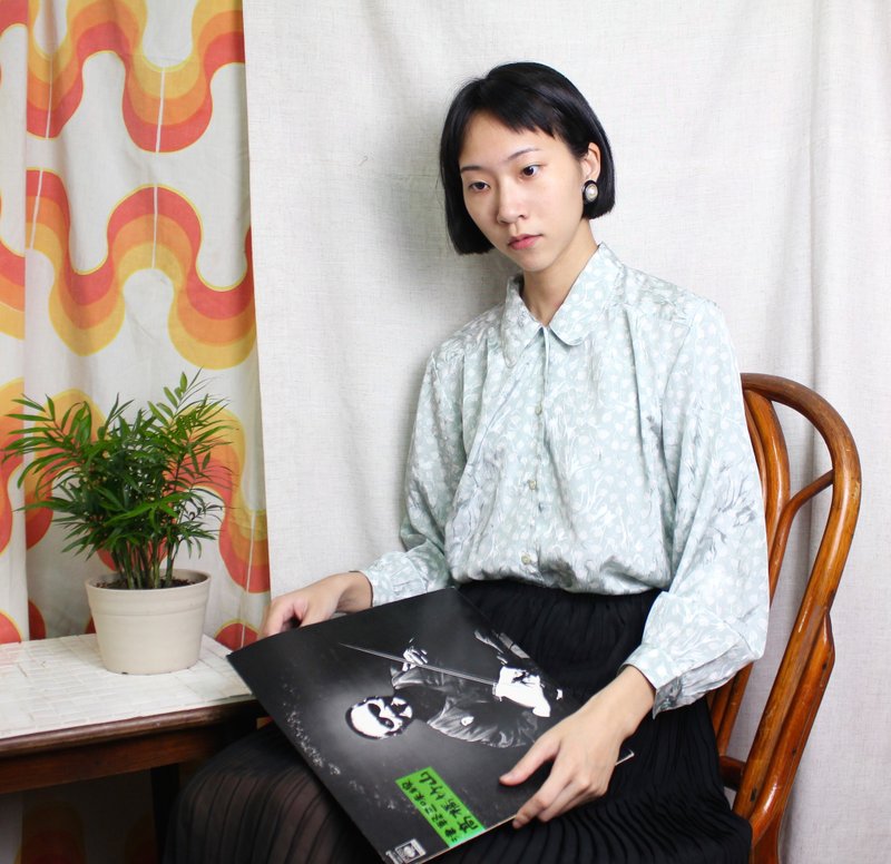 FOAK古着 淡淡的薄荷绿小菓子衬衫 - 女装衬衫 - 其他材质 