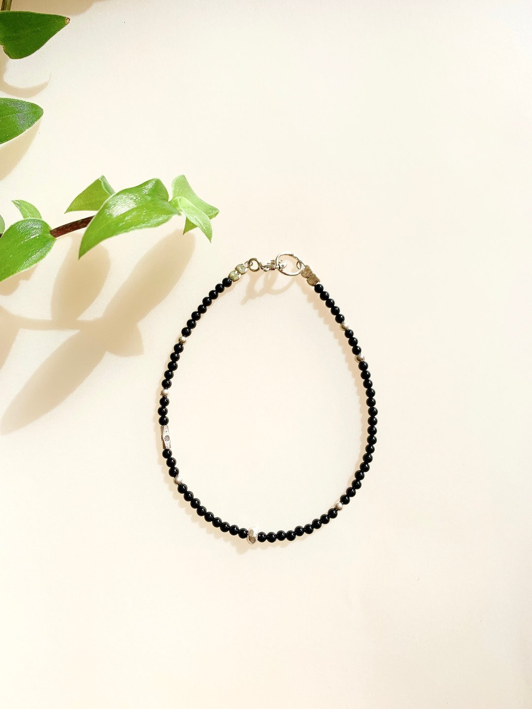 Ops Black Agate Silver - 黑玛瑙/银/细/个性/纾压/防小人/独特 - 手链/手环 - 宝石 黑色