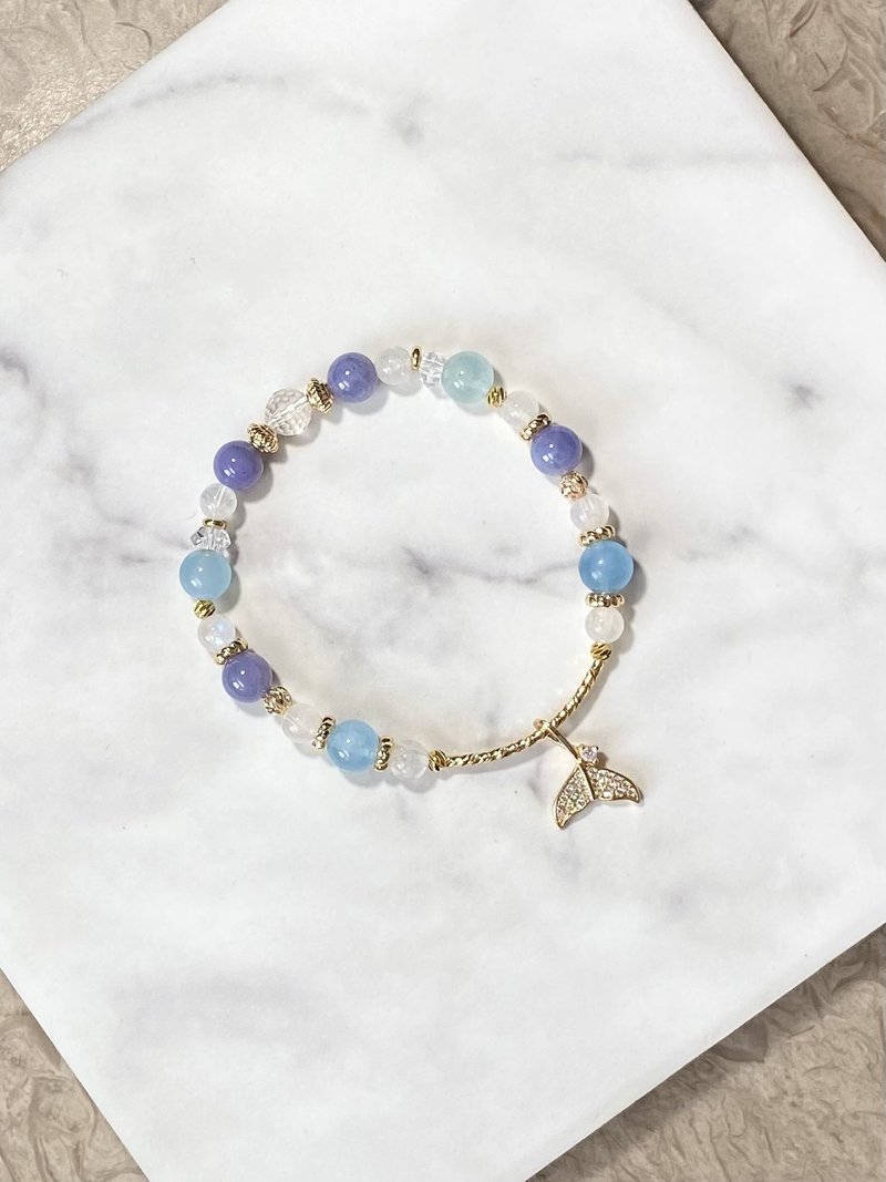【盛夏南湾】坦桑/海蓝宝/蓝月光/白水晶 魅力好人缘晶矿手链 - 手链/手环 - 半宝石 蓝色