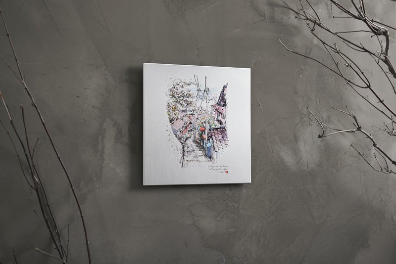 下坡的石阶与老屋 - 铝合金装饰板 Decor Board AL6061 - 海报/装饰画/版画 - 铝合金 银色