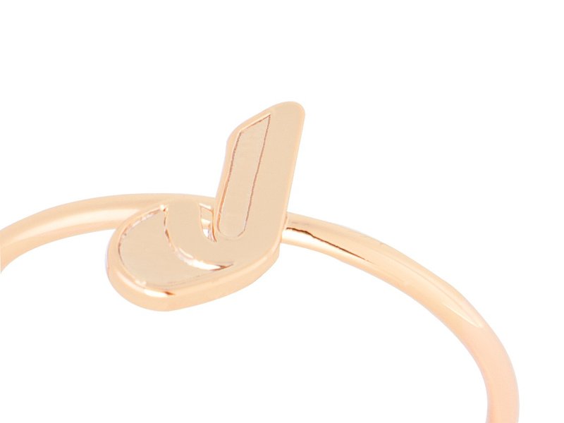 英文字母 J 纯银镀金戒指 (单只) - 戒指 - 纯银 金色