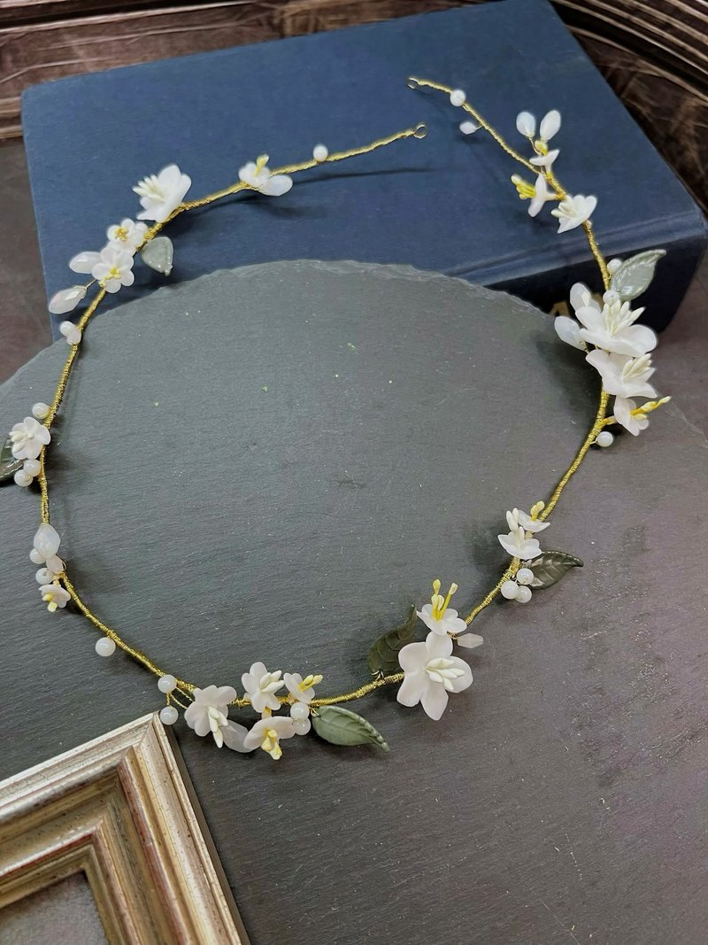 冒牌老板娘 king_boss陶瓷黄蕊白花花冠头饰组 - 发饰 - 陶 白色