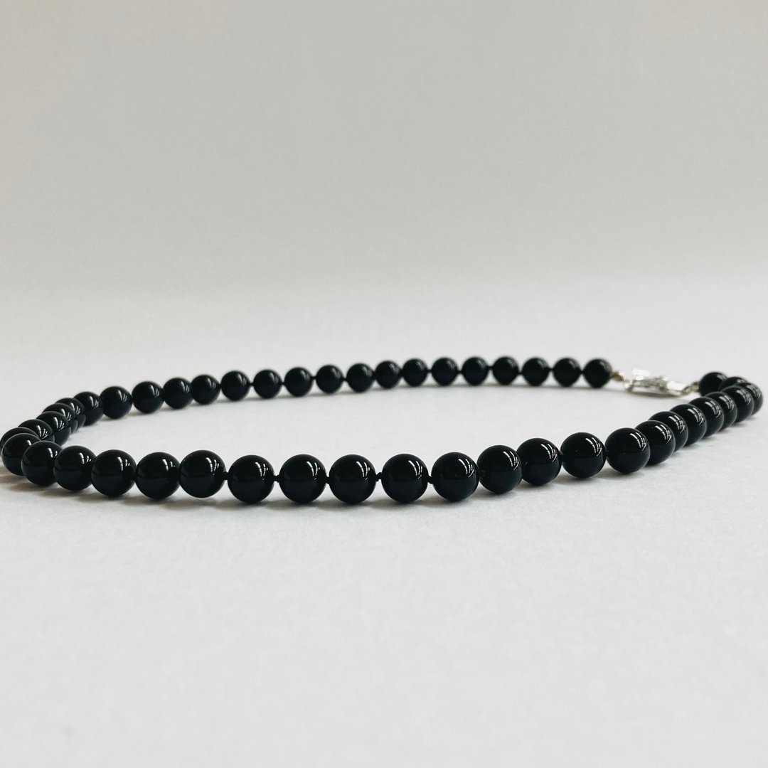 玻璃珠全结项链 / 8mm 约43cm / 黑色 / R / made in japan - 项链 - 玻璃 黑色