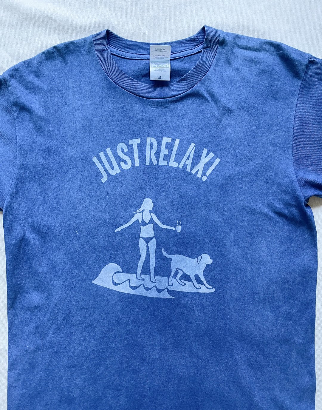 日本制 Surfer girl Dog JUST RELAX TEE 蓝染 aizome 扎染 shibori - 男装上衣/T 恤 - 棉．麻 蓝色