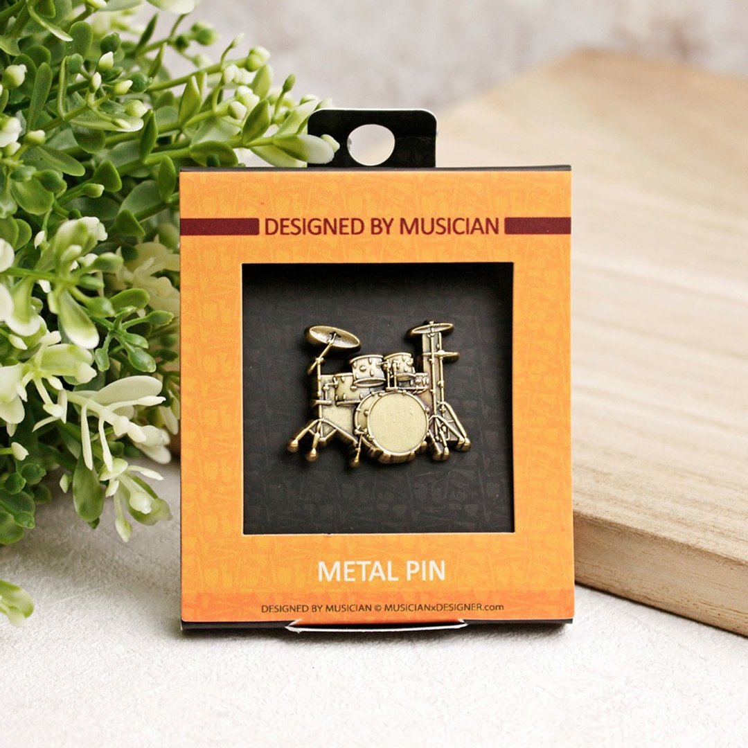 MD 迷你乐器别针 爵士鼓 Drum kit - 徽章/别针 - 其他金属 金色