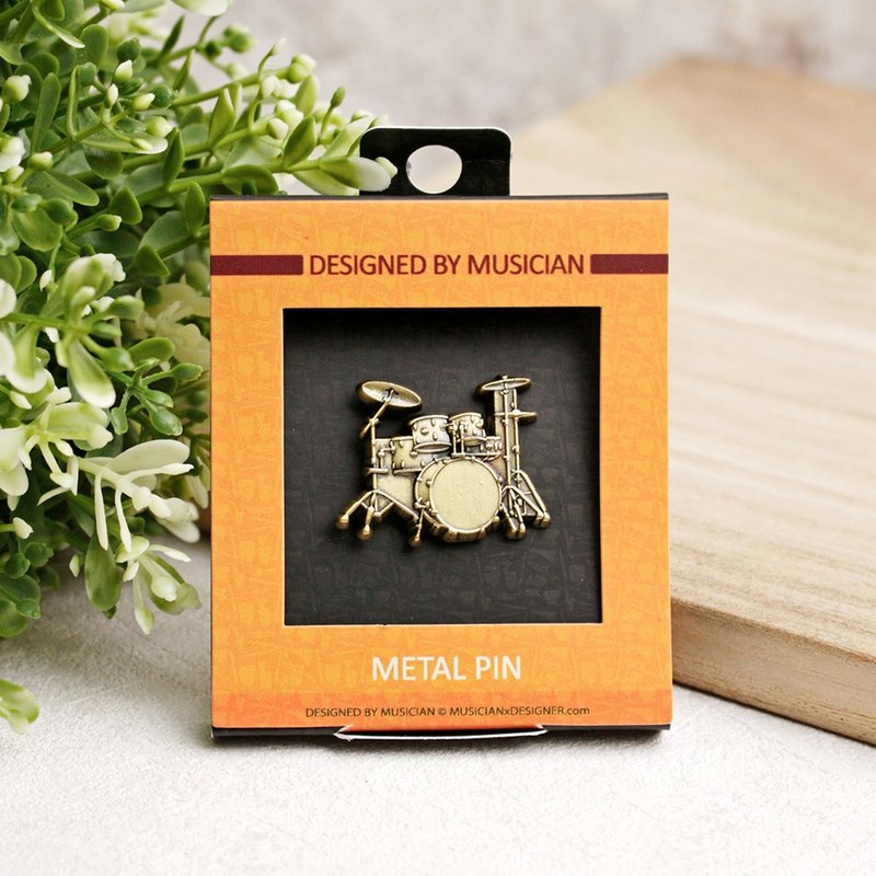 MD 迷你乐器别针 爵士鼓 Drum kit - 徽章/别针 - 其他金属 金色