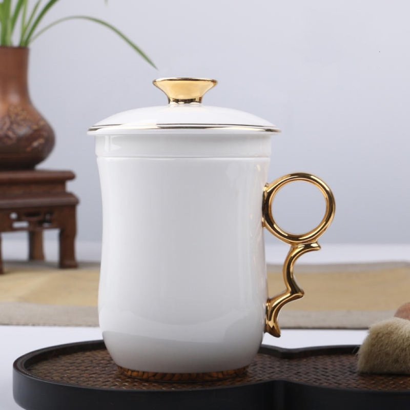 犀贝瓷 白玉(富贵金) 盖杯 - 其他杯子 - 瓷 白色