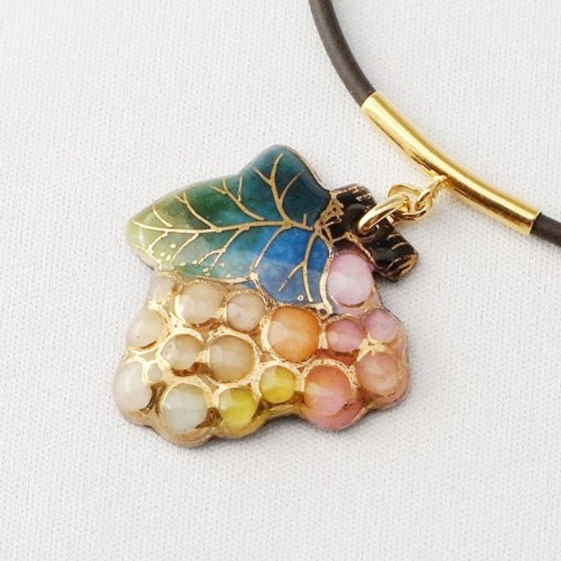 1 串葡萄景泰蓝迷你项链 - 项链 - 其他金属 橘色