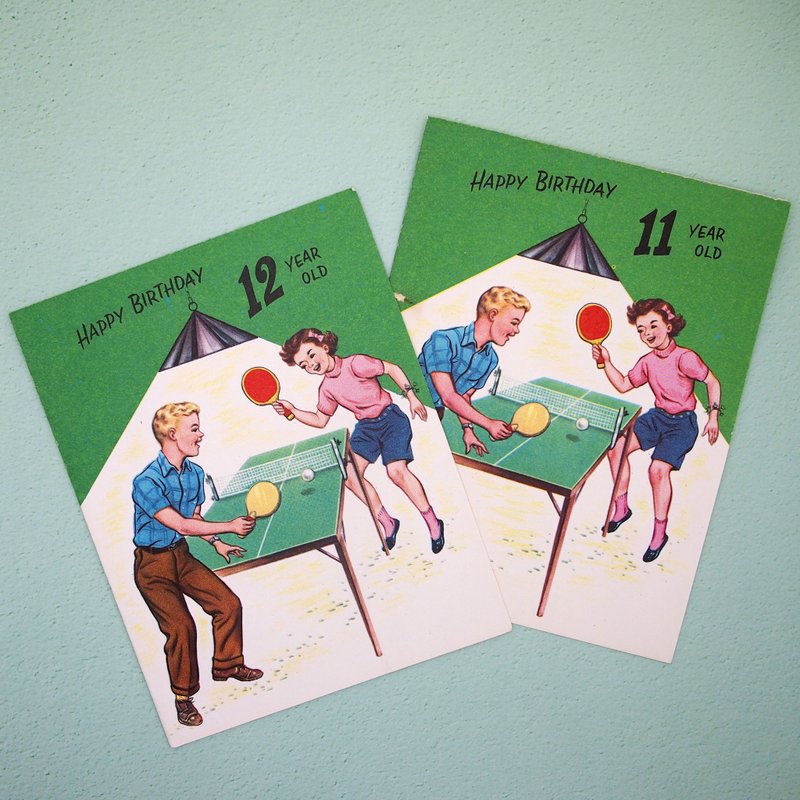 复古祝福卡 ー11岁ー - 卡片/明信片 - 纸 绿色