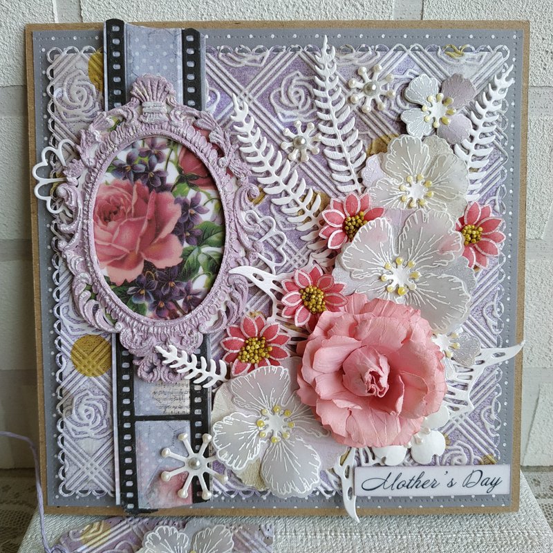 母亲节卡片。给女性的卡片。玫瑰花卡片。 - 卡片/明信片 - 纸 多色