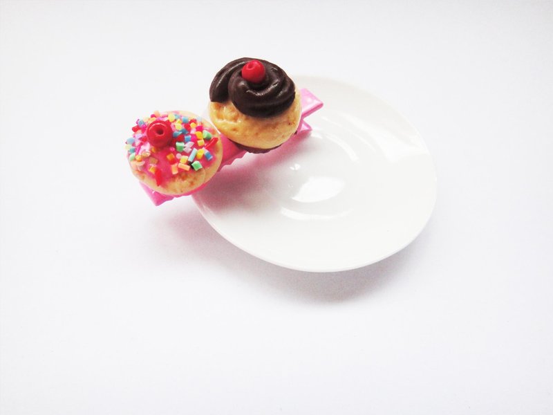 hair clip cupcakes - 发饰 - 粘土 粉红色