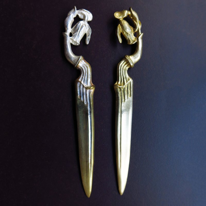 水晶兰拆信刀-直版(银铜版/铜版) - 剪刀/拆信刀 - 其他金属 银色