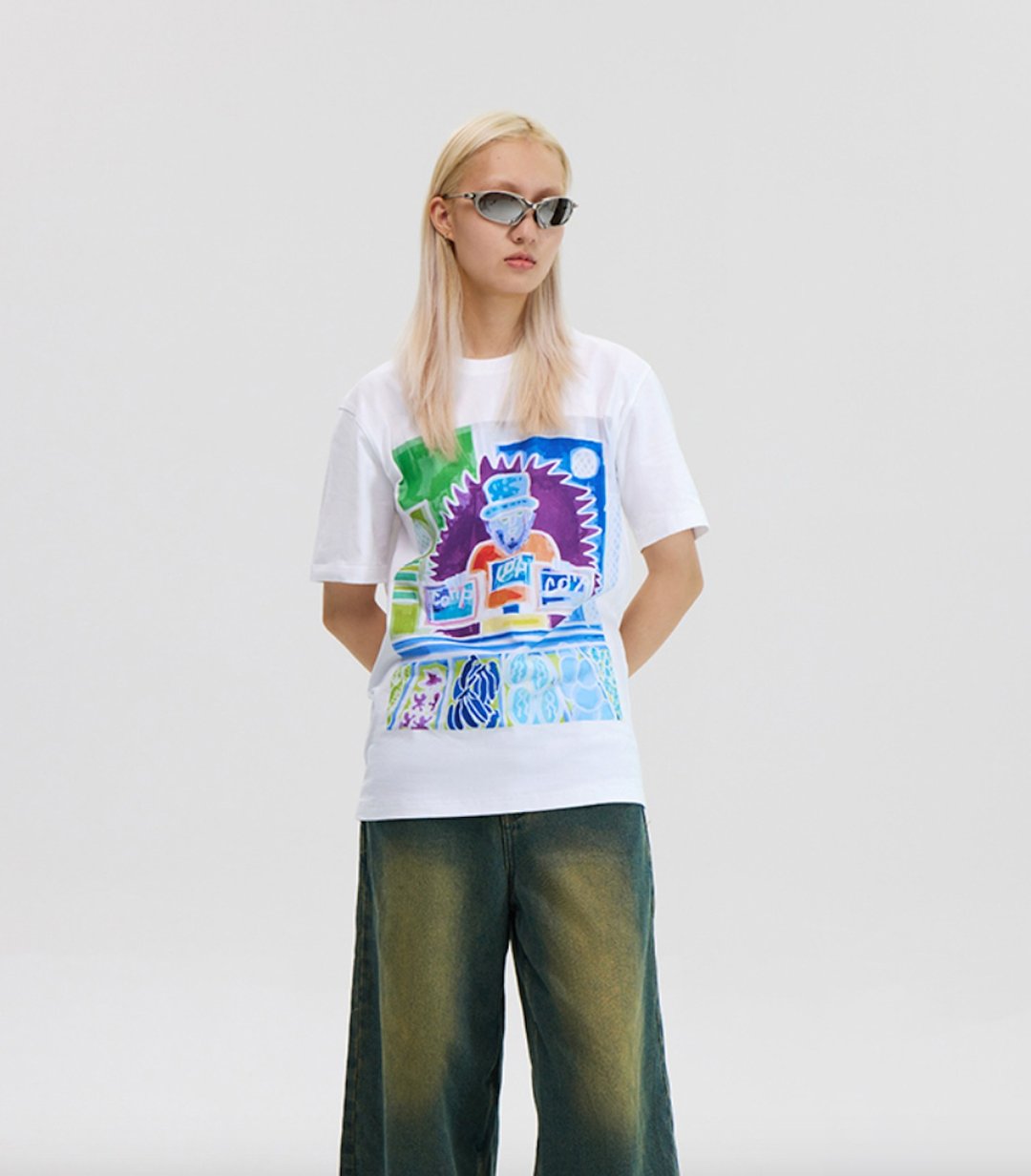 Famers Market Print T-Shirt 果蔬集市窄版T恤 無性別穿搭 - 中性连帽卫衣/T 恤 - 棉 白色