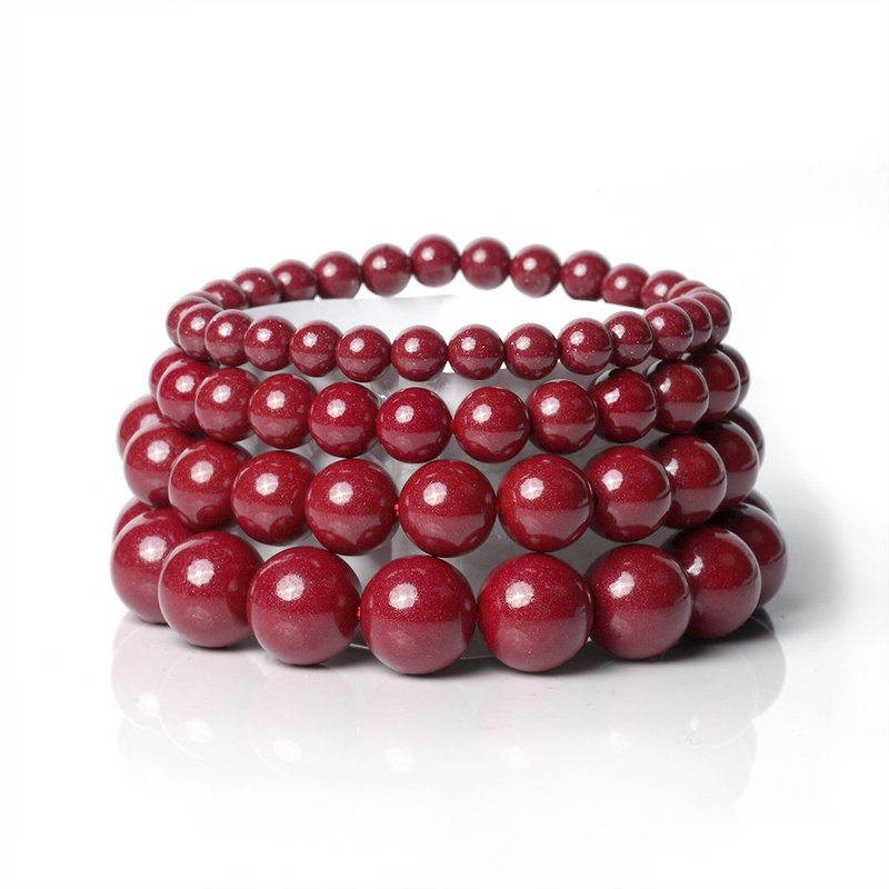 紫金朱砂手珠 6mm 8mm 10mm 12mm - 手链/手环 - 半宝石 红色