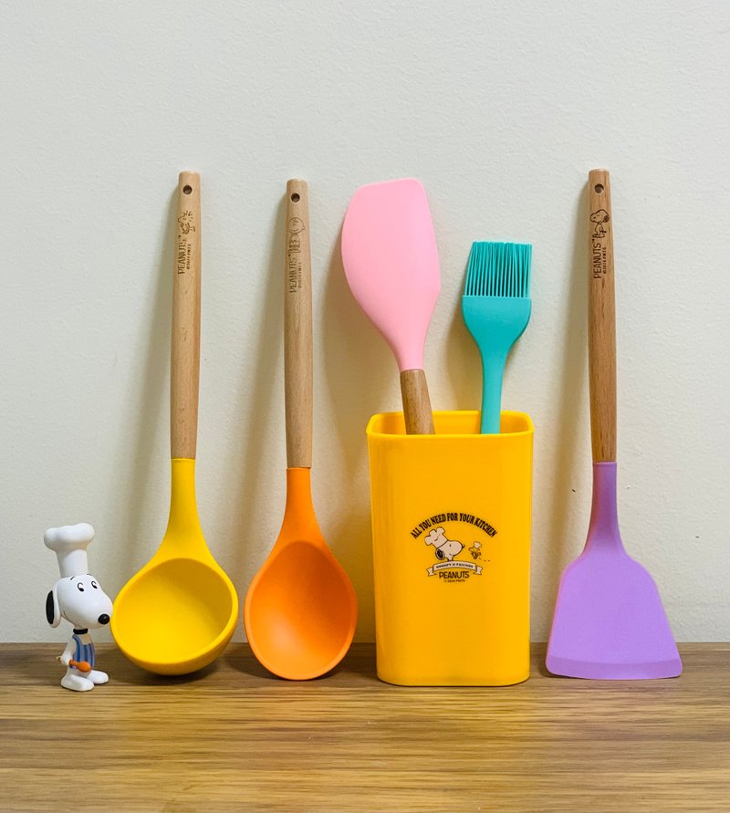 SNOOPY 食品级硅胶木柄厨房器具 PEANUTS正版授权 (6件) - 厨房用具 - 硅胶 黄色