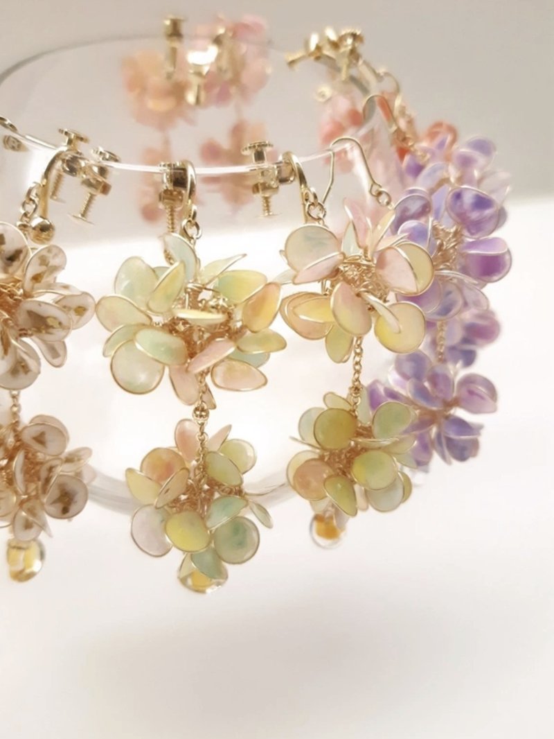 爆米花海苔耳环/耳针/耳夹/树脂/一对/ - 耳环/耳夹 - 树脂 绿色