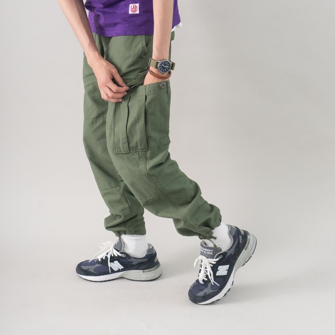 9分抽绳M51多袋军裤 宽松工装裤 Military Cargo Pants - 男士长裤 - 棉 绿色
