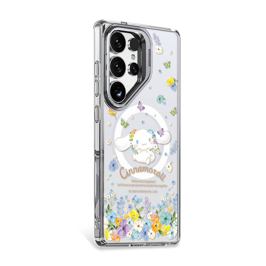 三丽鸥 Samsung S25/S24 防震双料隐形立架磁吸手机壳-花语大耳狗 - 手机壳/手机套 - 其他材质 多色