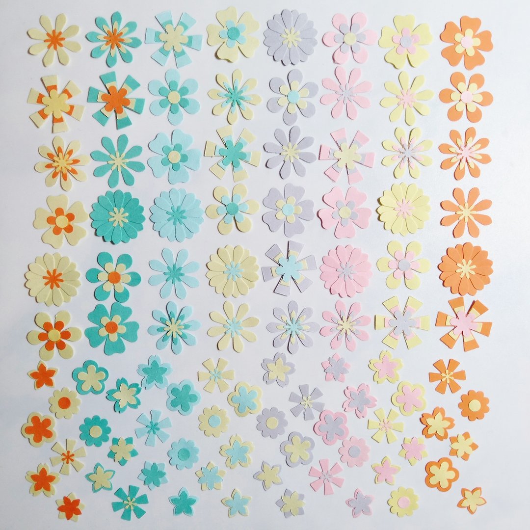 花朵贴纸 星尘树丛 拼贴素材 手帐 相册 装饰 纸艺 手作饰品 纸花 - 其他 - 纸 黄色